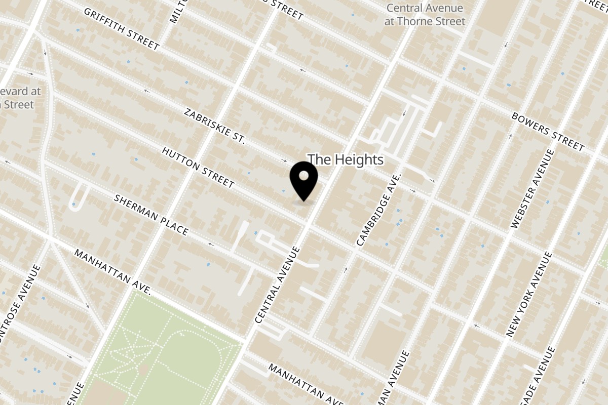 Map showing the location of El Gordo Peruvian Eatery Jersey City on 291 Central Avenue in Jersey City